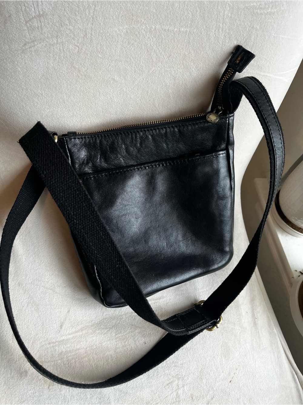Black Leather Crossbody Bag - Classic Minimalist made in Italy